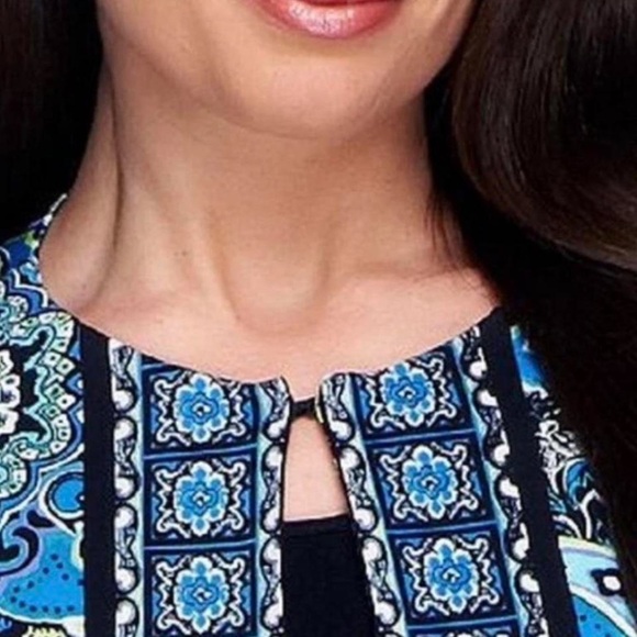 Joan Rivers Perfect Paisley knit open front jacket with 3/4 sleeves - Picture 5 of 9